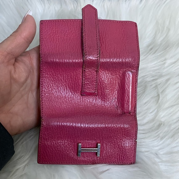Authentic Hermes Bearn pink soft leather 4-ring key pouch key case key holder - Picture 14 of 17